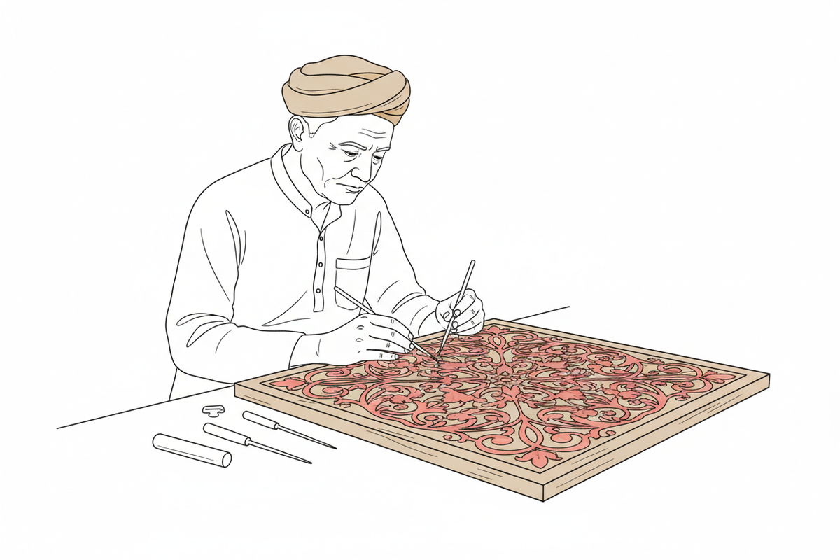 Saharanpur wood carving craftsman